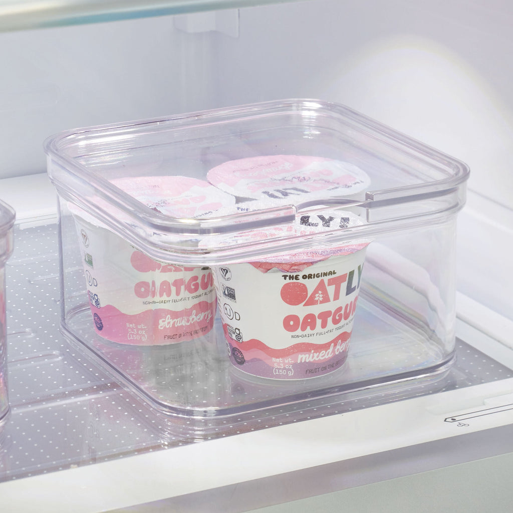 Square Lidded Fridge Storage Box- Crisp