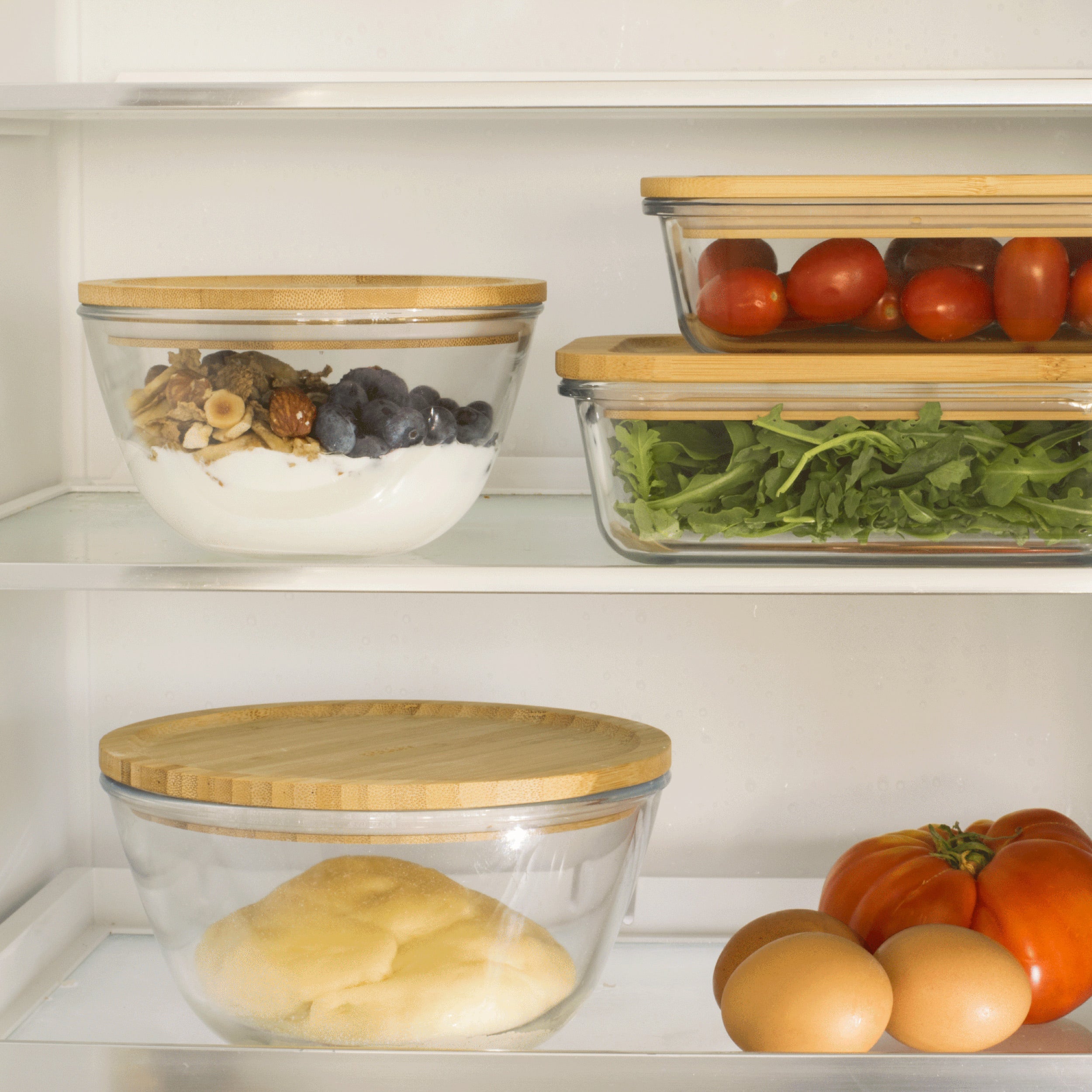 Glass Bowl With Bamboo Lid 770Ml